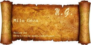 Mile Géza névjegykártya